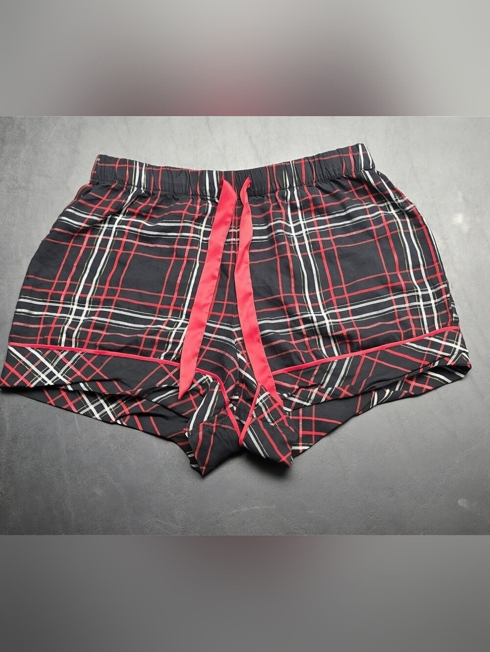 Victoria's Secret Black Red Plaid Pajama Shorts PS Petite Small Sleep Lounge